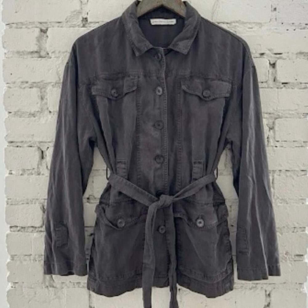 Young Fabulous & Broke Charcoal Gray Tencel Belted Safari Utility Jacket Utility